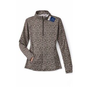 Tommy Bahama Everyday Active Quarter Zip Pullover Women’s Size S Leopard Print